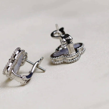 [Love Lucky]CLOVER MEDIUM 1 MOTIFS  WHITE MOP EARRINGS SILVER