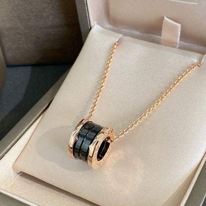 [Love Lucky]ZERO 1 BLACK CERAMIC PINK GOLD NECKLACE