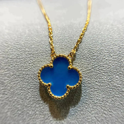 [Love Lucky]CLOVER 15MM BLUE AGATE NECKLACE