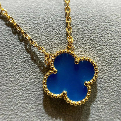 [Love Lucky]CLOVER 15MM BLUE AGATE NECKLACE