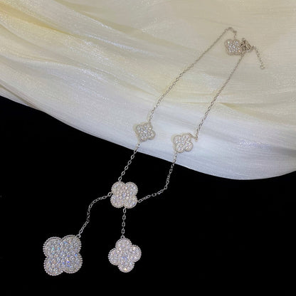 [Love Lucky]CLOVER 5 MOTIFS SILVER DIAMONDS NECKLACE