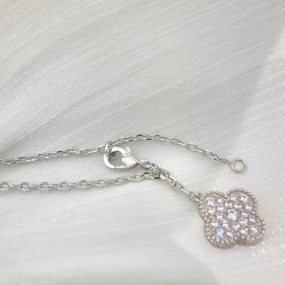 [Love Lucky]CLOVER 5 MOTIFS SILVER DIAMONDS NECKLACE