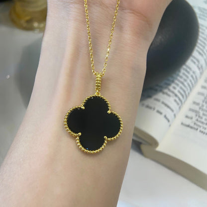 [Love Lucky]CLOVER 25MM NECKLACE GOLD ONYX