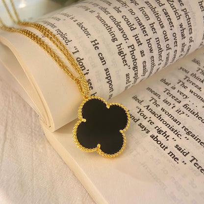 [Love Lucky]CLOVER 25MM NECKLACE GOLD ONYX