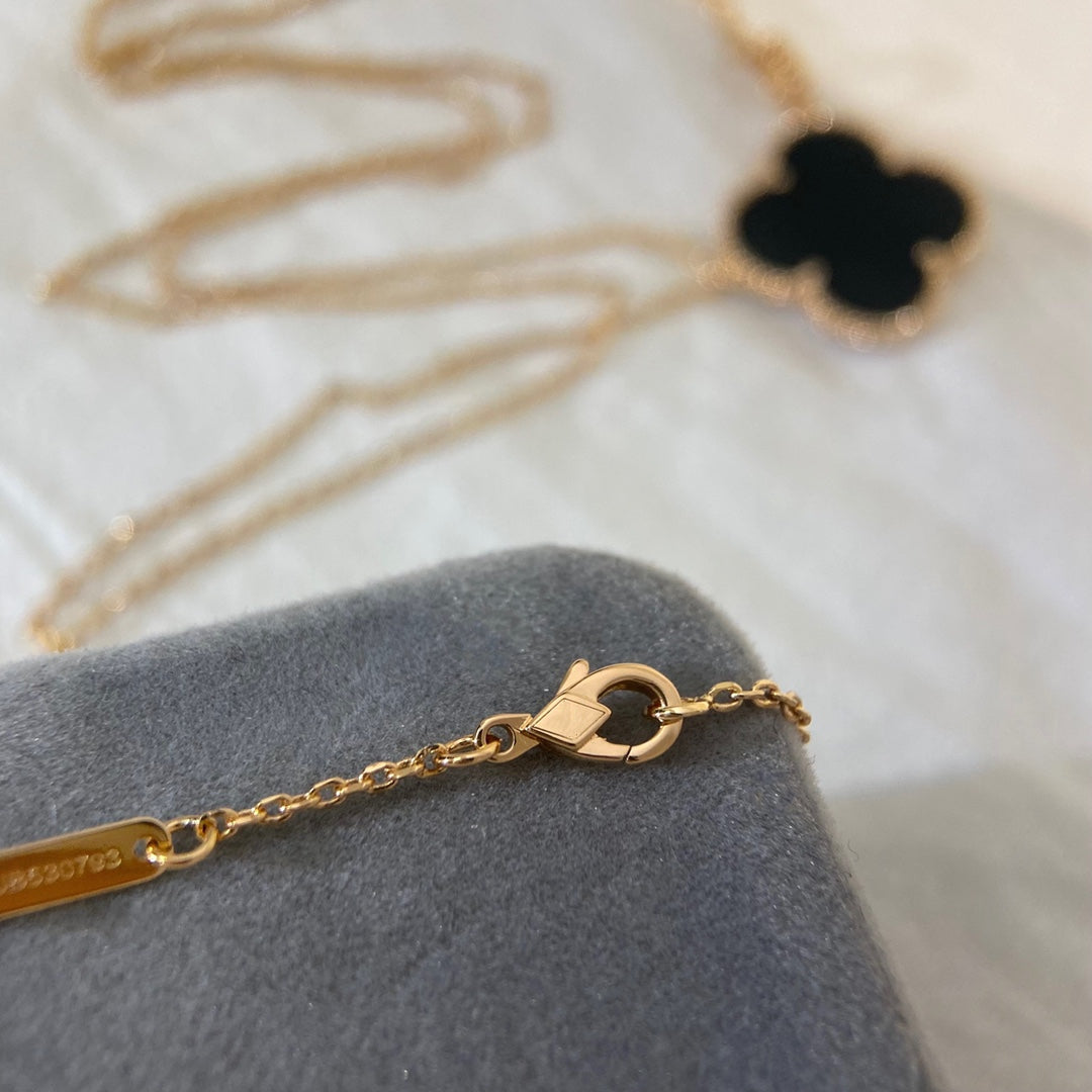 [Love Lucky]CLOVER 25MM NECKLACE GOLD ONYX