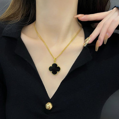 [Love Lucky]CLOVER 25MM NECKLACE GOLD ONYX