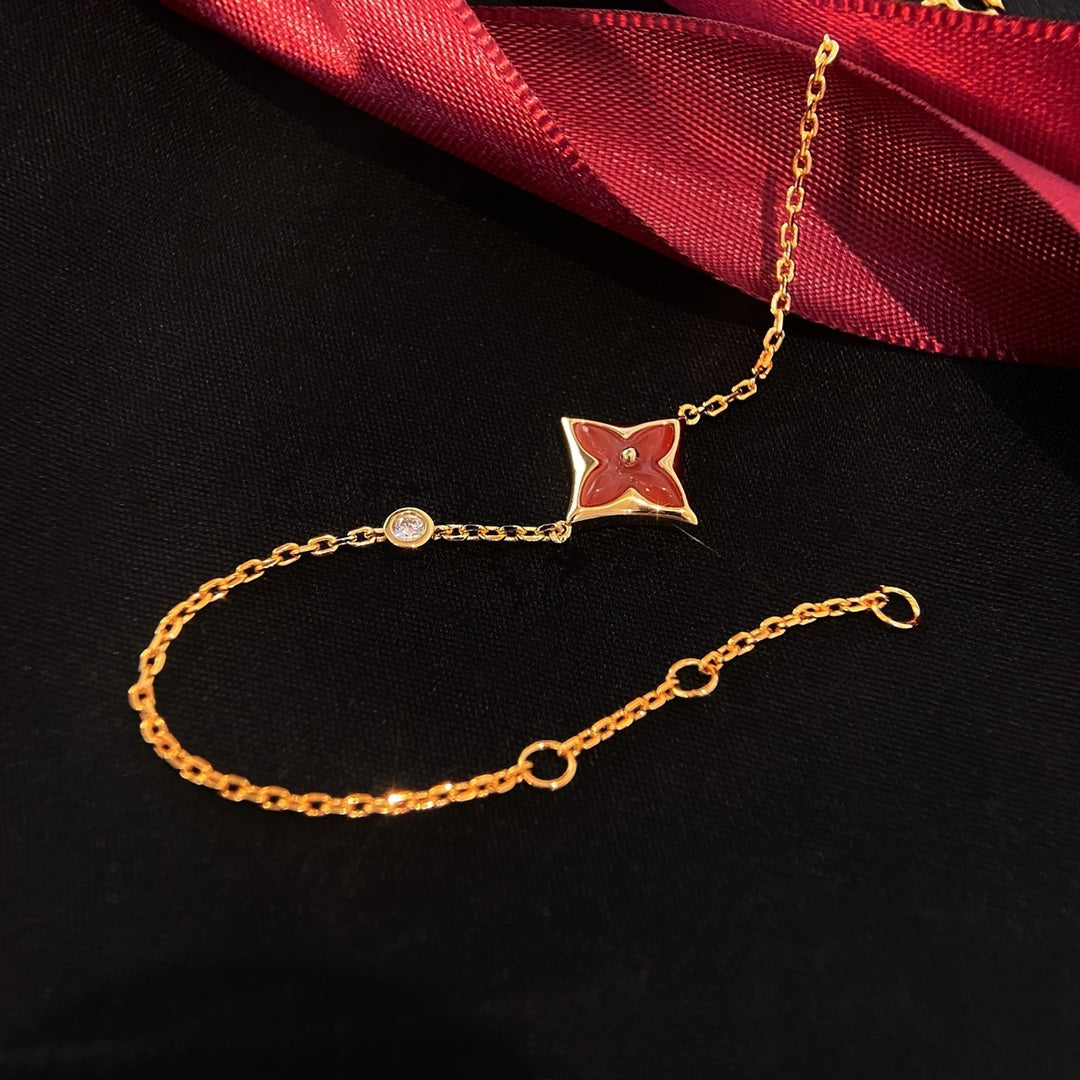 [Love Lucky]COLOR STAR CARNELIAN PINK GOLD DIAMOND BRACELET