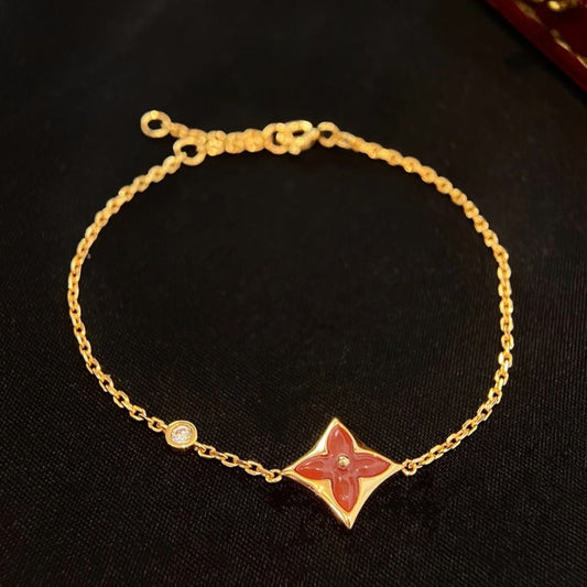 [Love Lucky]COLOR STAR CARNELIAN PINK GOLD DIAMOND BRACELET
