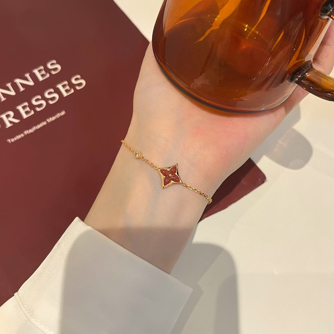 [Love Lucky]COLOR STAR CARNELIAN PINK GOLD DIAMOND BRACELET