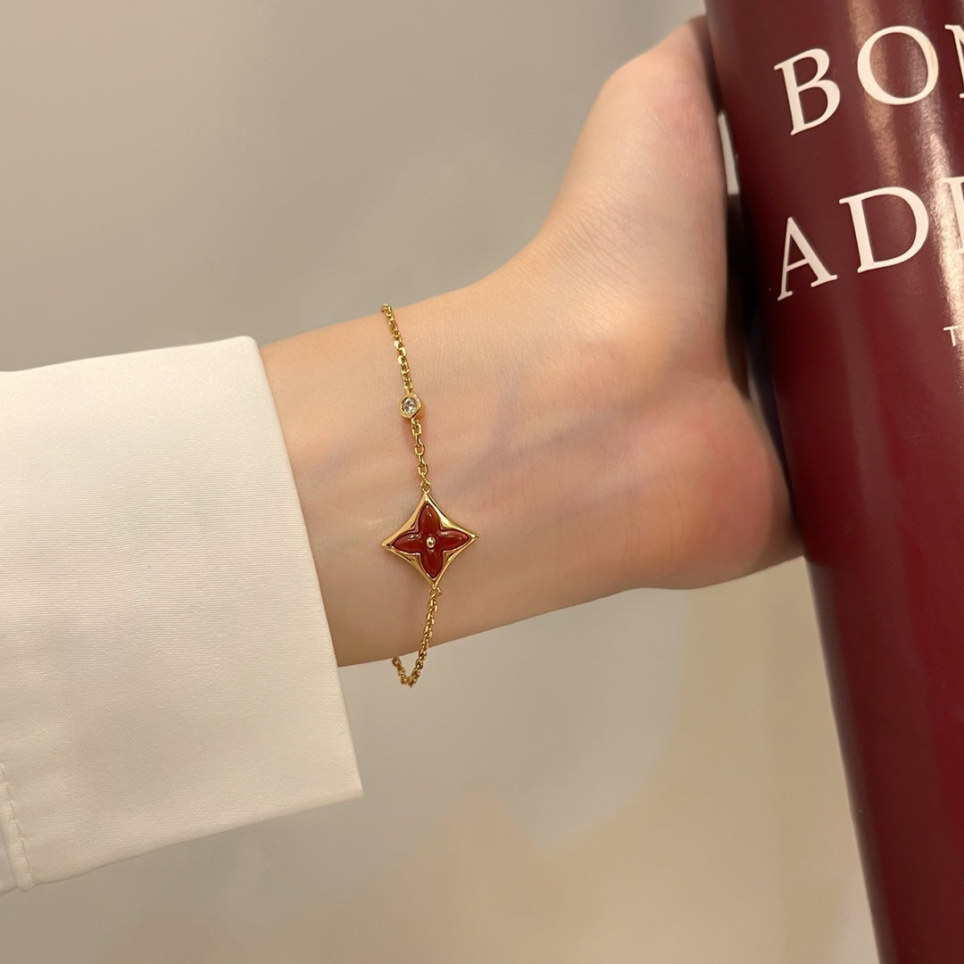 [Love Lucky]COLOR STAR CARNELIAN PINK GOLD DIAMOND BRACELET