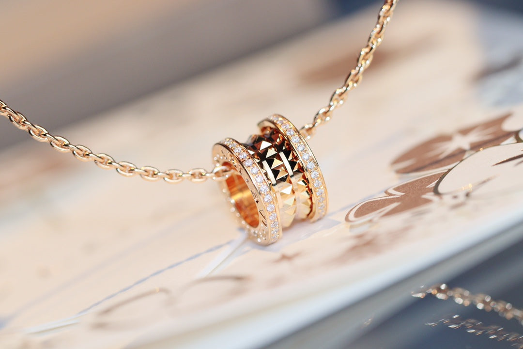 [Love Lucky]ZERO 1 ROCK PEDANT PINK GOLD NECKLACE