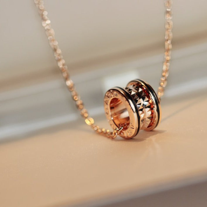 [Love Lucky]ZERO 1 ROCK PEDANT PINK GOLD BLACK NECKLACE