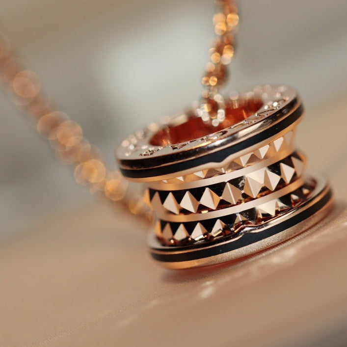 [Love Lucky]ZERO 1 ROCK PEDANT PINK GOLD BLACK NECKLACE