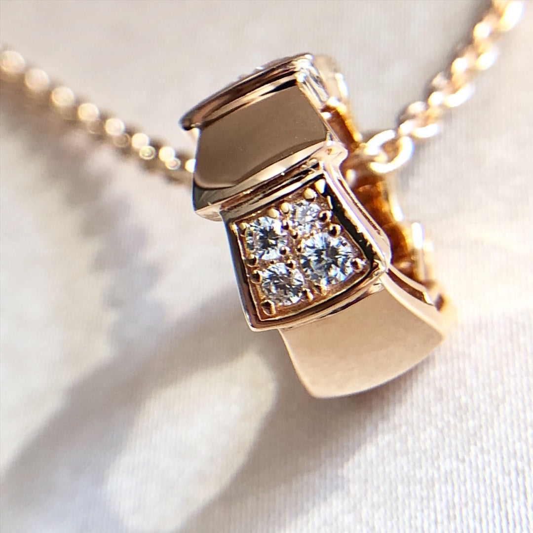 [Love Lucky]SERPENTI PEDANT DIAMOND PINK GOLD NECKLACE