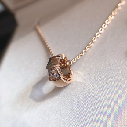 [Love Lucky]SERPENTI PEDANT DIAMOND PINK GOLD NECKLACE