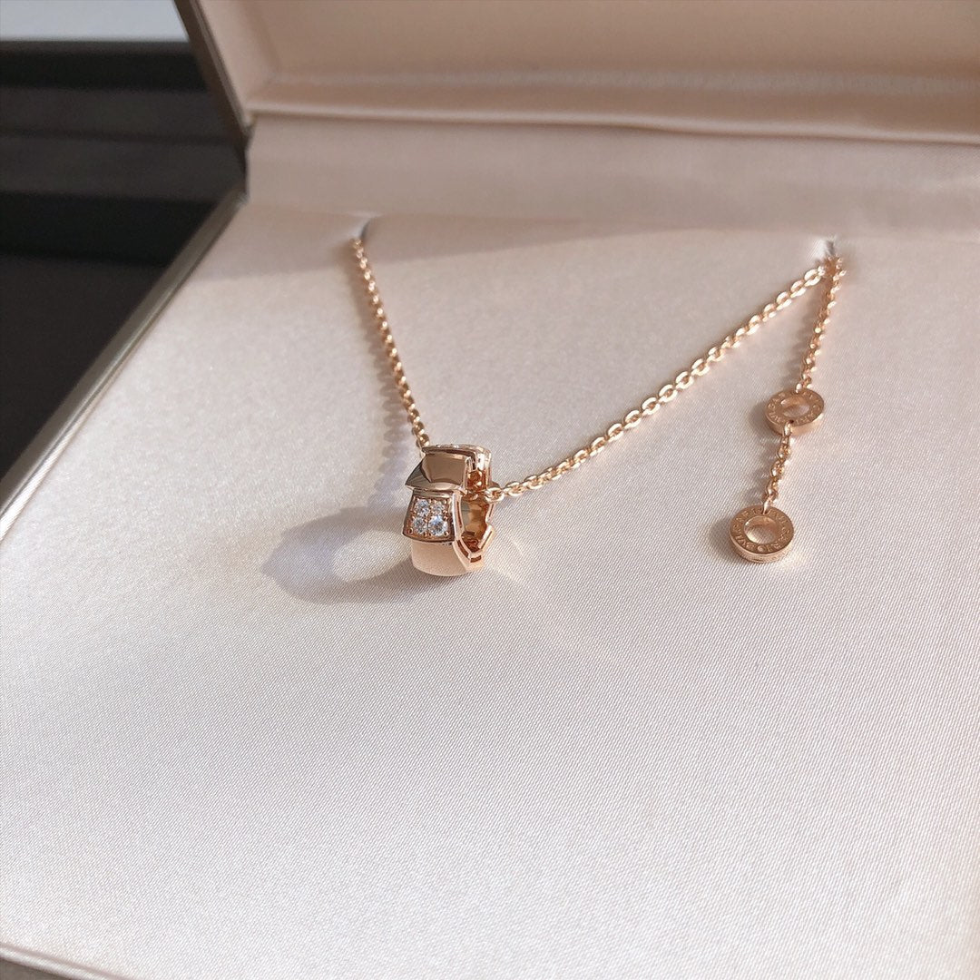 [Love Lucky]SERPENTI PEDANT DIAMOND PINK GOLD NECKLACE
