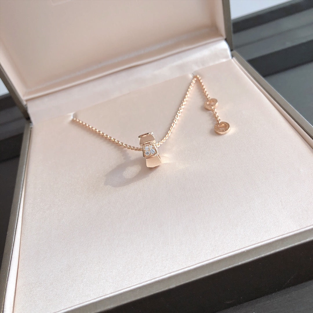 [Love Lucky]SERPENTI PEDANT DIAMOND PINK GOLD NECKLACE