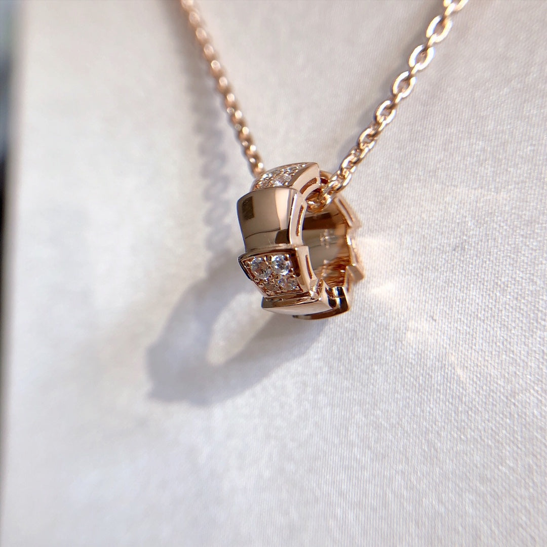 [Love Lucky]SERPENTI PEDANT DIAMOND PINK GOLD NECKLACE