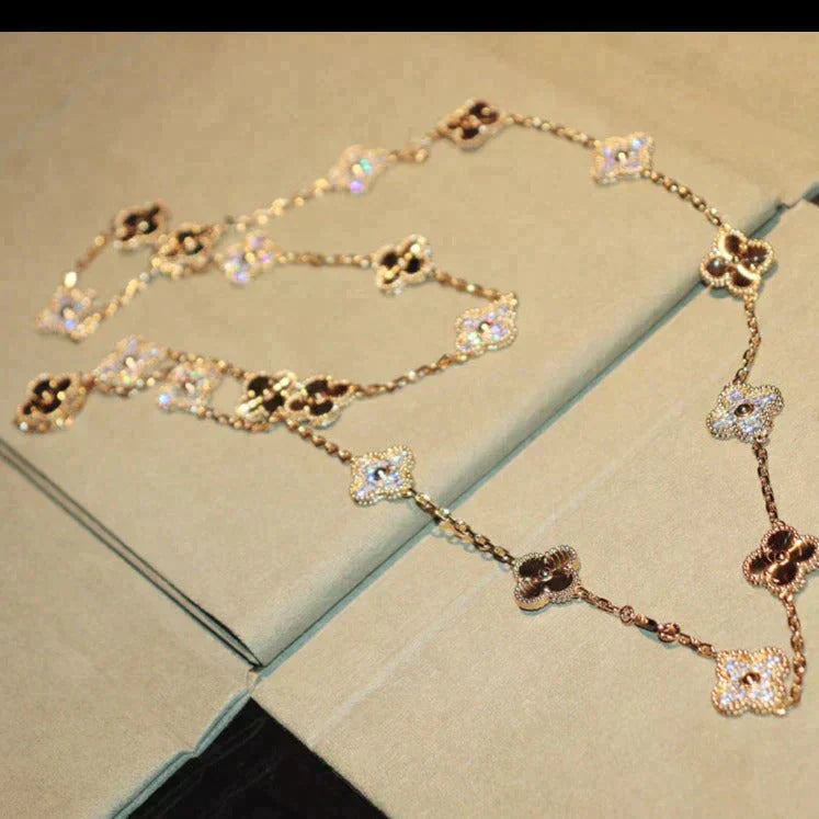 [Love Lucky]CLOVER 20 MOTIFS LASER DIAMOND NECKLACE
