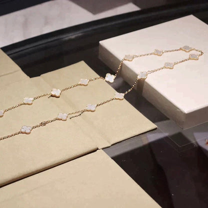 [Love Lucky]CLOVER 20 MOTIFS WHITE MOP NECKLACE