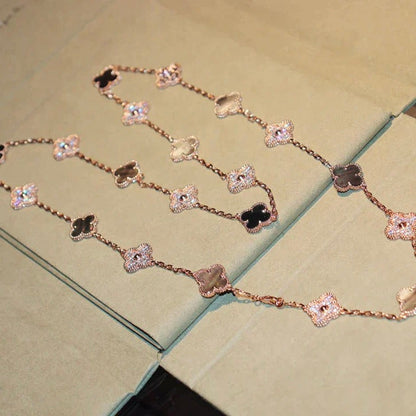 [Love Lucky]CLOVER 20 MOTIFS DARK MOP DIAMOND  NECKLACE