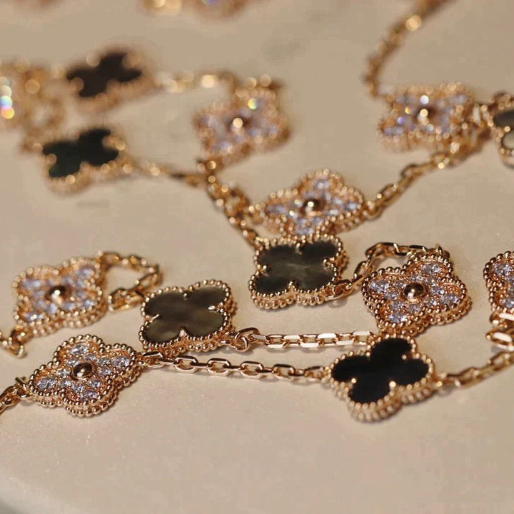 [Love Lucky]CLOVER 20 MOTIFS DARK MOP DIAMOND  NECKLACE