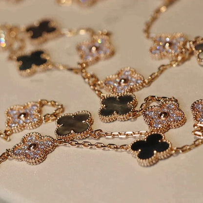 [Love Lucky]CLOVER 20 MOTIFS DARK MOP DIAMOND  NECKLACE