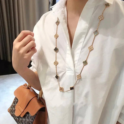 [Love Lucky]CLOVER 20 MOTIFS DARK MOP DIAMOND  NECKLACE