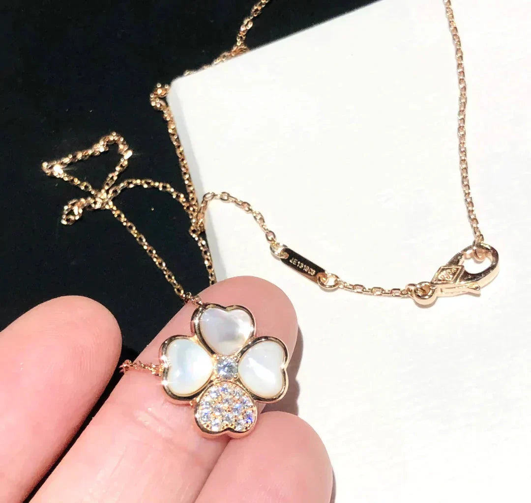 [Love Lucky]CLOVER MOP DIAMOND ROSE GOLD NECKLACE