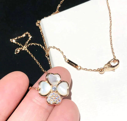 [Love Lucky]CLOVER MOP DIAMOND ROSE GOLD NECKLACE