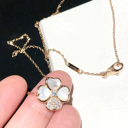 [Love Lucky]CLOVER MOP DIAMOND ROSE GOLD NECKLACE