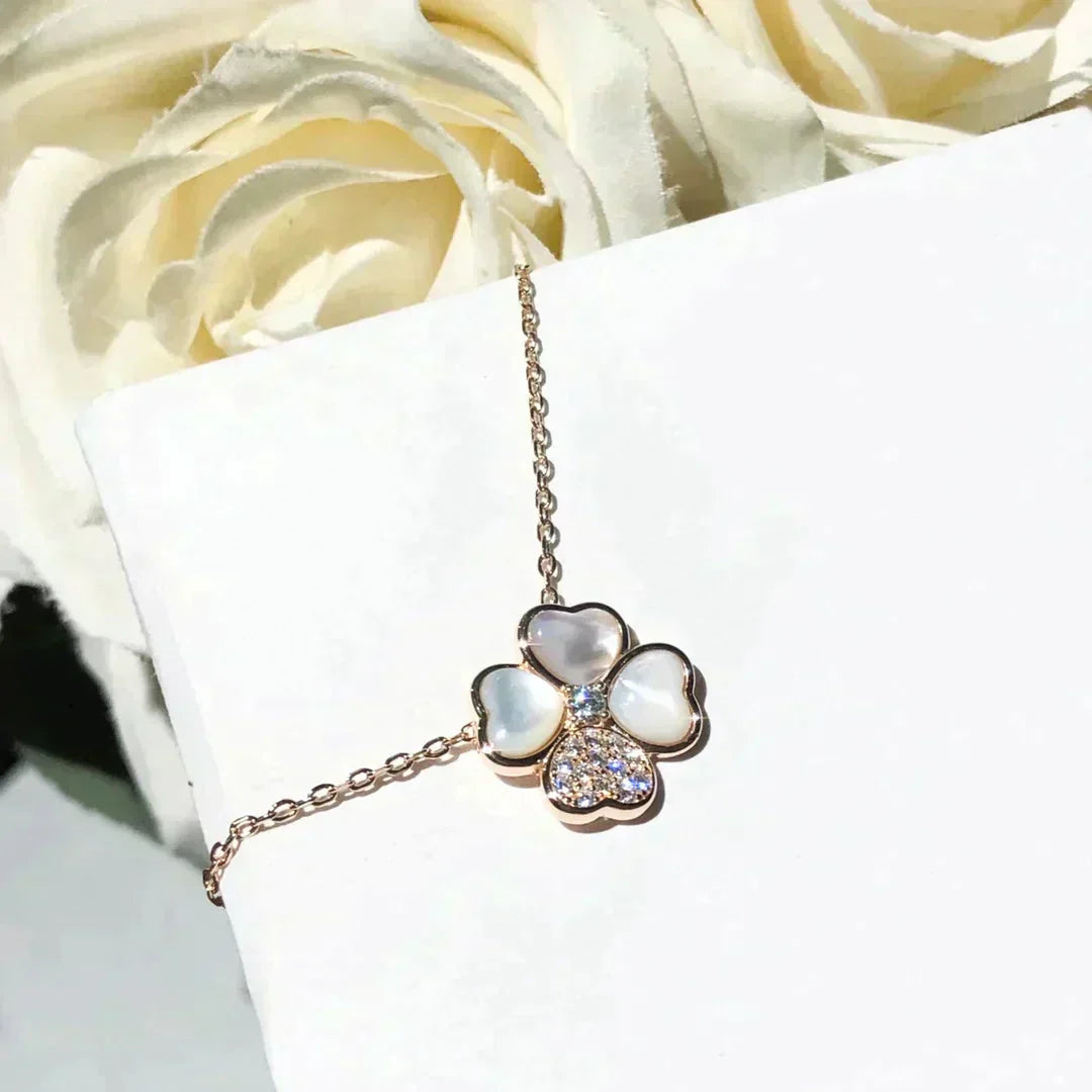 [Love Lucky]CLOVER MOP DIAMOND ROSE GOLD NECKLACE
