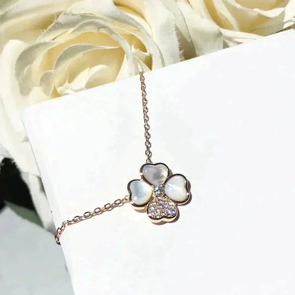 [Love Lucky]CLOVER MOP DIAMOND ROSE GOLD NECKLACE