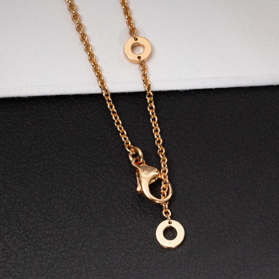 [Love Lucky]ZERO 1 WHITE CERAMIC PINK GOLD DIAMOND NECKLACE
