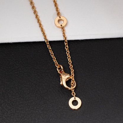 [Love Lucky]ZERO 1 WHITE CERAMIC PINK GOLD DIAMOND NECKLACE
