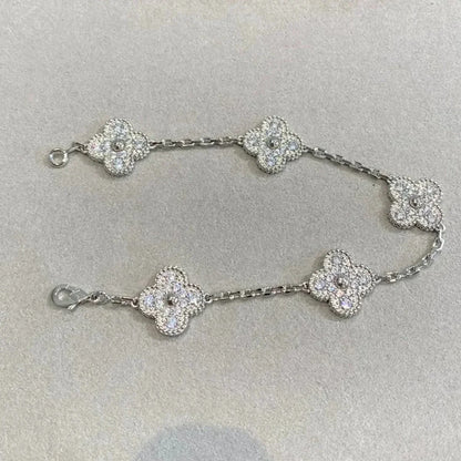 [Love Lucky]CLOVER 5 MOTIFS  DIAMOND BRACELET SILVER