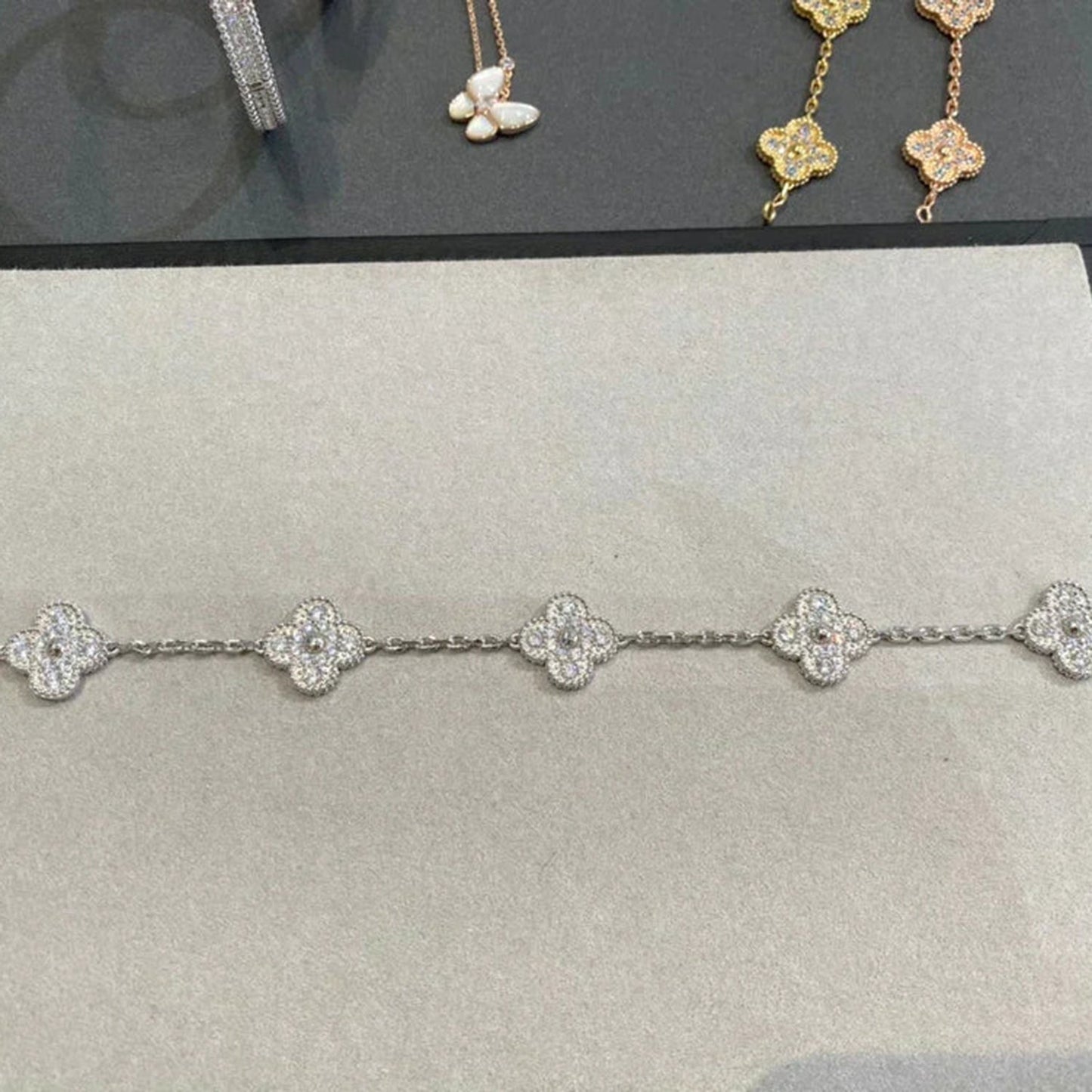 [Love Lucky]CLOVER 5 MOTIFS  DIAMOND BRACELET SILVER