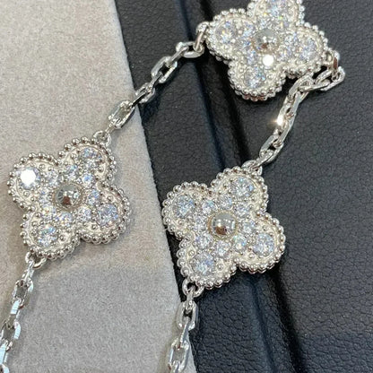[Love Lucky]CLOVER 5 MOTIFS  DIAMOND BRACELET SILVER