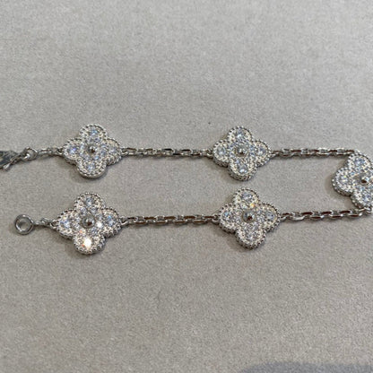 [Love Lucky]CLOVER 5 MOTIFS  DIAMOND BRACELET SILVER