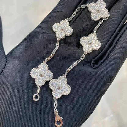 [Love Lucky]CLOVER 5 MOTIFS  DIAMOND BRACELET SILVER