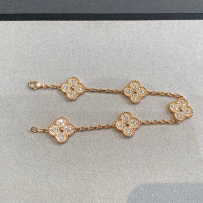 [Love Lucky]CLOVER 5 MOTIFS  FULL DIAMOND BRACELET