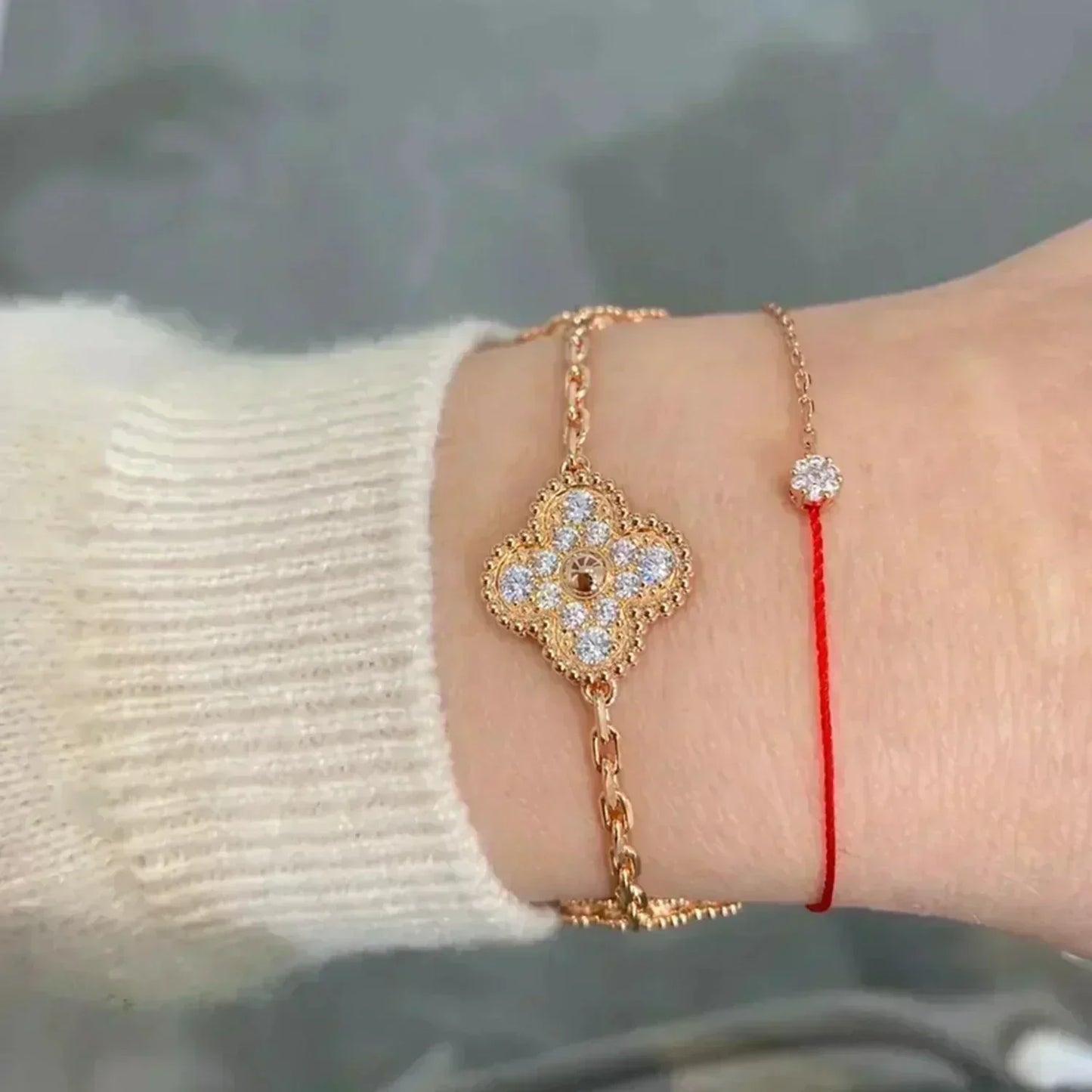 [Love Lucky]CLOVER 5 MOTIFS  FULL DIAMOND BRACELET