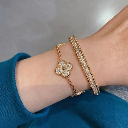 [Love Lucky]CLOVER 5 MOTIFS  FULL DIAMOND BRACELET