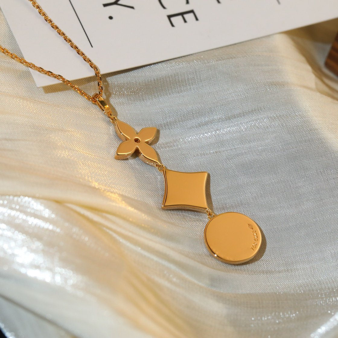 [Love Lucky]STAR AND SUN DIAMOND PINK GOLD NECKLACE