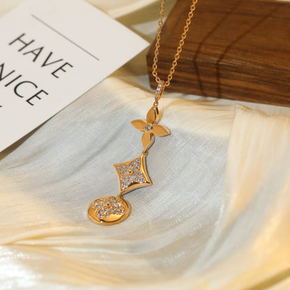 [Love Lucky]STAR AND SUN DIAMOND PINK GOLD NECKLACE