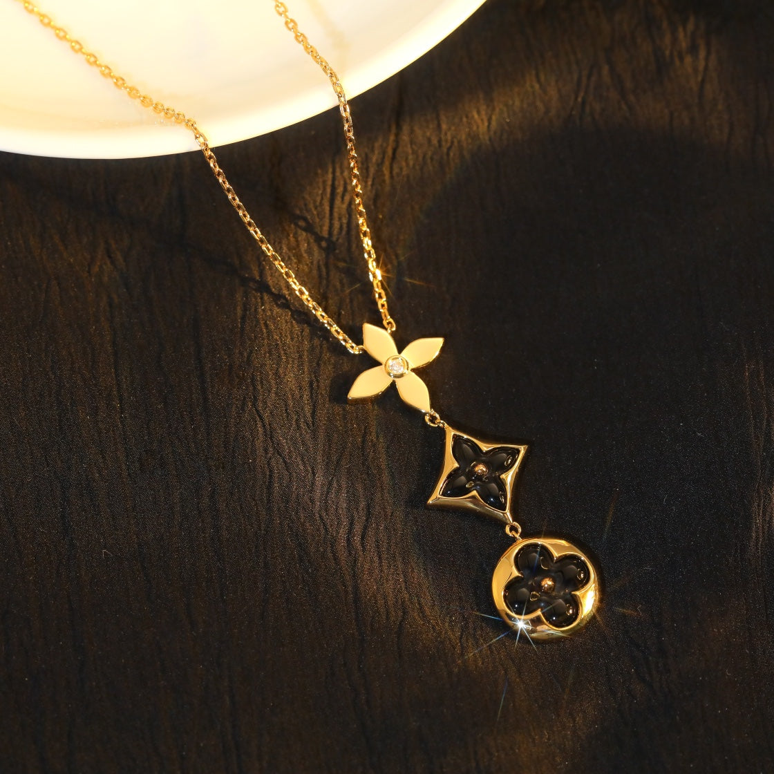 [Love Lucky]STAR AND SUN ONYX PINK GOLD NECKLACE
