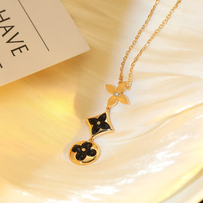 [Love Lucky]STAR AND SUN ONYX PINK GOLD NECKLACE