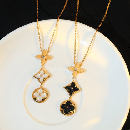 [Love Lucky]STAR AND SUN ONYX PINK GOLD NECKLACE