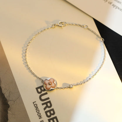 [Love Lucky]SUN MOTIF PINK MOP SILVER BRACELET