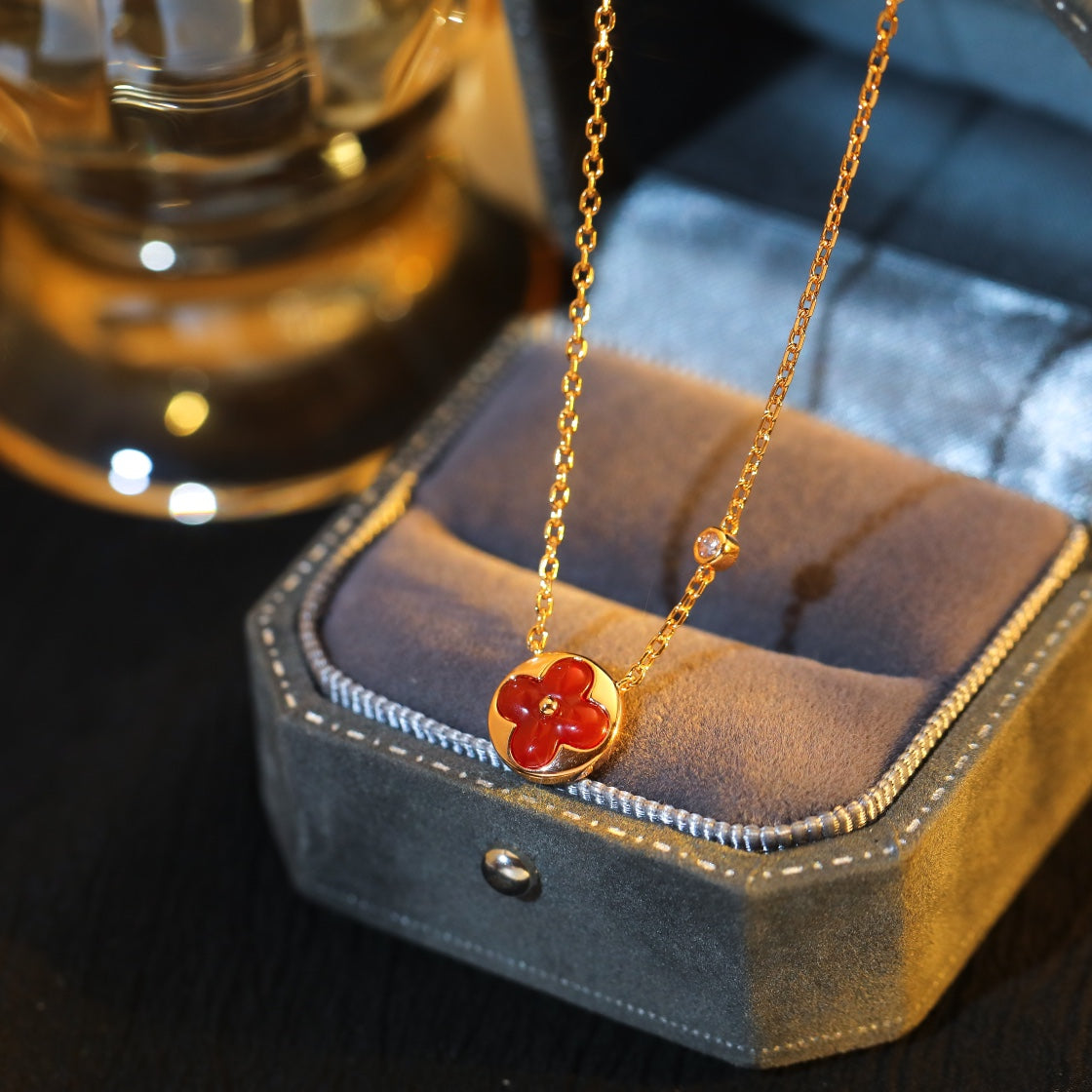 [Love Lucky]SUN PEDANT PINK GOLD 1 DIAMOND NECKLACE